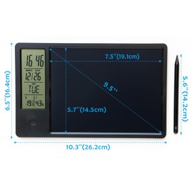 Yinow Electronic Digital Calendar with 9.5 inches LCD Writing Tablet Memo Board and Stylus, Time&Day&Temperature&Humidity Display for Office Student Home Work, Black