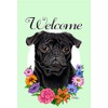 Best of Breed Pug Black Welcome Flowers Garden Flags