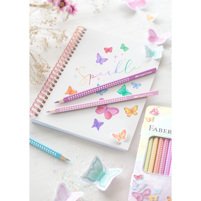Faber Castell Colouring Pencils Sparkle Pastel Pack of 12 Metal