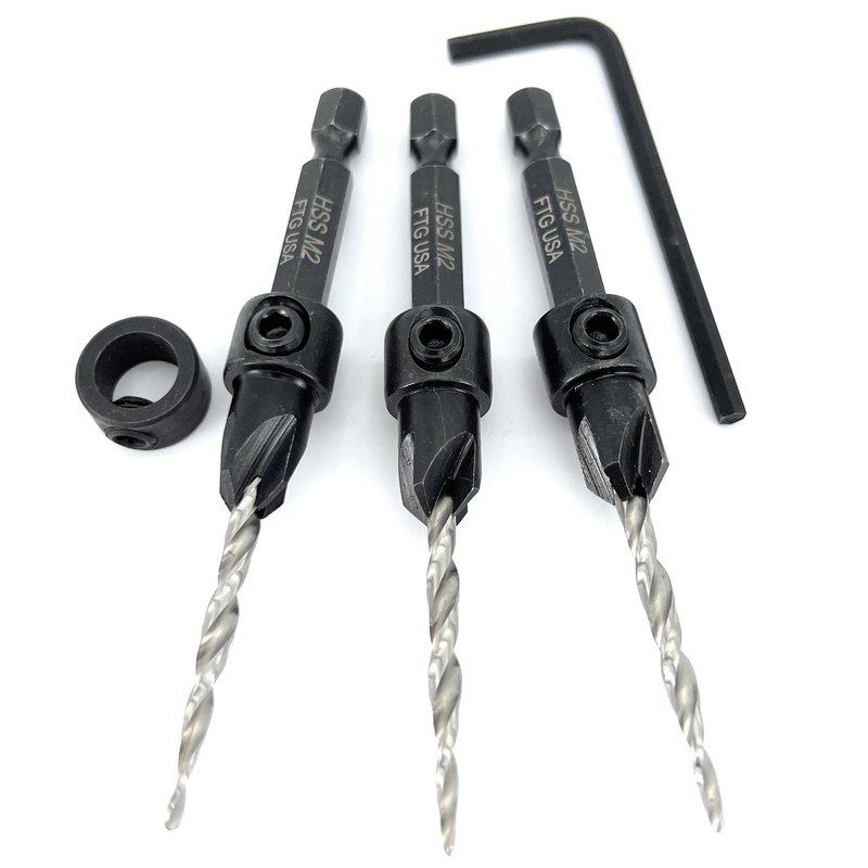 FTG USA Countersink Drill Bit Set for Wood with Tapered