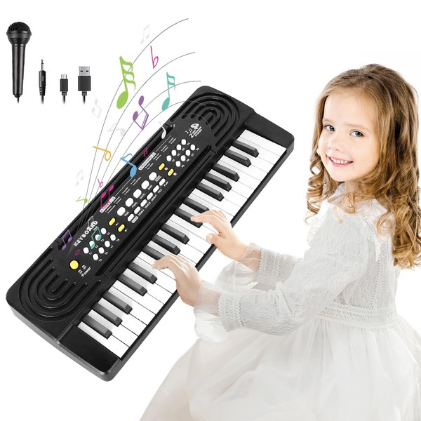 m zimoon Kids Piano Keyboard, 37 Keys Piano for Kids Electronic Music Keyboard Piano with Microphone, USB Power Cord Educational Musical Toys for 3 4 5 6 Year Old Boys Girls Birthday Gifts Age 3-6