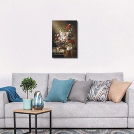 TISHIRON Floral Prints Art Canvas Prints Stretched Artwork Flower and Fruit Still Life Paintings on Canvas Wall Art for Home Office Decora Modern Giclee Framed Ready to Hang 8x10 inches
