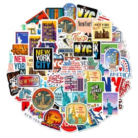 SLEEKEE 100 New York Theme Stickers, New York Symbol Stickers, Waterproof Graffiti Stickers, DIY Decoration Stickers, Suitable for Skateboards, Scrapbooks, Books, Smart Devices