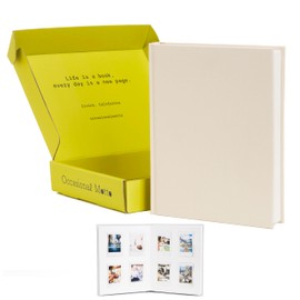 Occasional Motto 96 Pockets Linen Hardcover Photo Album, Wedding Guest Book With Writing Space - Fits for Instax Mini Film, 2x3 inch instant photo film (Cream Beige)