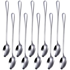 Long Handle Ice Tea Spoons, 10Pcs Coffee Spoons for Stirring Stainless Steel Long Cocktail Spoon Polished Tea Accessories for Dessert Sundae Shakes Ice Cream Spoon for Home Restaurant 7.8-Inch