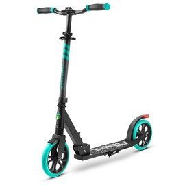 SereneLife Lightweight and Foldable Kick Scooter Comfortable T-Bar Handlebar, Adjustable Scooter for Teens and Adult, Alloy Deck with High Impact Wheels, Durable ABEC-7 Bearings Aqua on Black SLTS02