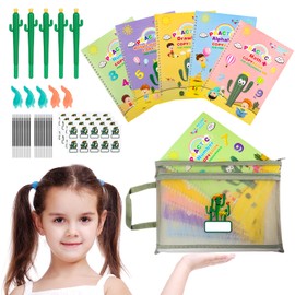 BYFWH Reusable Grooved Handwriting Workbooks,Magic Reusable Copybook for Kids,Preschool Tracing and Learning Activities to Help Children Improve Handwriting Ink Practice Age 3-8 (7.9 * 5.7 Inches)