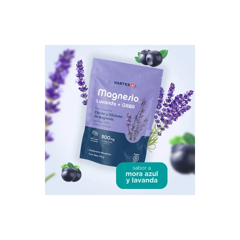 Magnesio Polvo Nartex Wellness Citrato Glicinato Gaba Lavanda 150g Mora