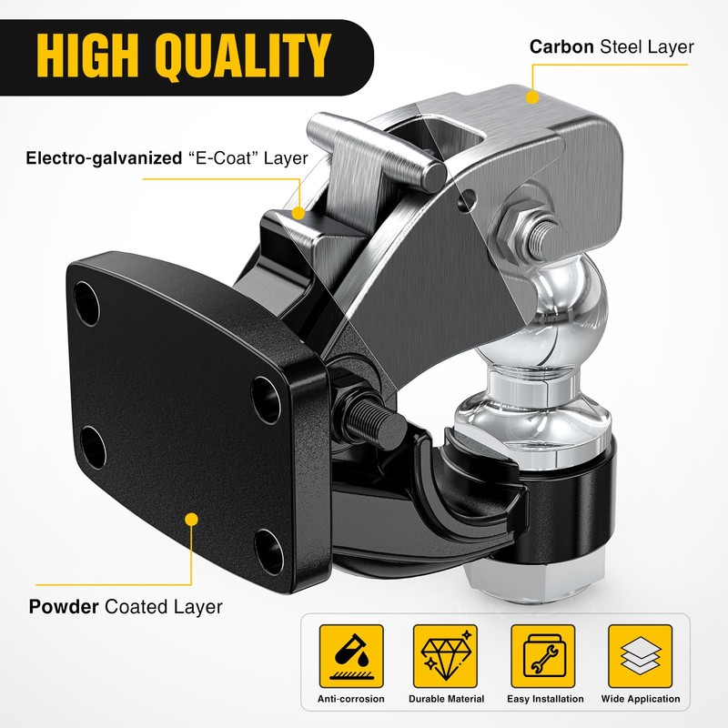 Nilight Pintle Hook Trailer Hitches Receiver Hook Combination 2” Hitch