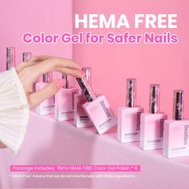 Beetles Jelly Gel Nail Polish Set, 6 Colors Hema Free Summer Neon Gel Polish Yellow Pink Red Blue Purple Orange 15ML Full Size Sheer Translucent Effect Soak Off UV Colorful Bottle Gel Gift for Women