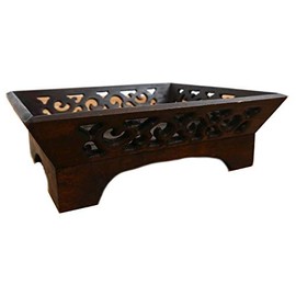 livasia Tablett aus Holz Serviertablett Obstschale (Handarbeit) mit Schnitzerei Brot und Brötchenkorb Holzteller