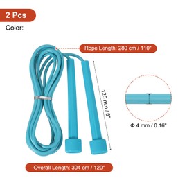 PATIKIL Jump Rope PVC, 2 Pcs Adjustable Speed Skipping Rope Tangle-Free Exercise Equipment for Workout Women Men Outdoor Training Home Fitness, Peacock Blue