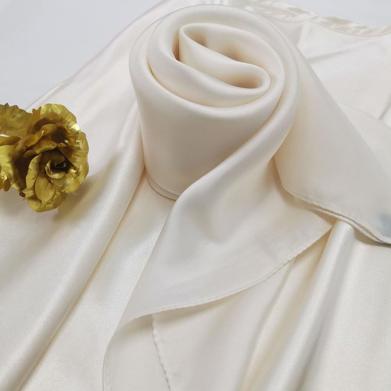 Silk Head Scarf for Women Satin Neck Scarves Square Solid
