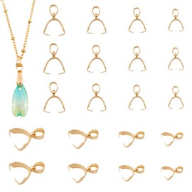 PH PandaHall 40pcs Pinch Bails 304 Stainless Steel Pendant Chain Connector 4 Sizes Golden Pinch Bails Clasp Dangle Charm Bead Pendant Connector Findings for Pendant Necklace Charm Jewelry Making