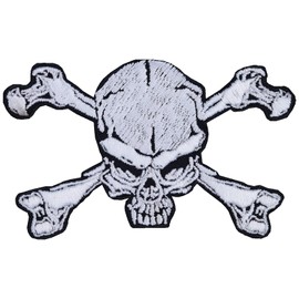 Skull Patch Rocker Pirate Iron-On Biker Patch for Sewing/Iron-On Jeans Patches Motorcycle Accessories Skeleton Skull Applique for All Fabrics 90 x 55 mm