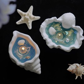 2 pz candele a forma di conchiglia - Candela a forma di stella marina, candele profumate alla soia ispirate all'oceano - Candele decorative estetiche costiere per casa, bagno e regalo (conchiglia)