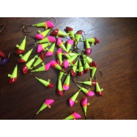 Unbranded 50 Pack POWDER Painted Shad Dart Jigs 1/16oz,1/8oz Fishing Lures Tackle #2 Hook - 1/8oz