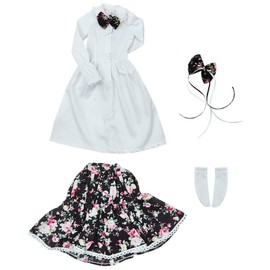 niannyyhouse 1/3 1/4 1/6 BJD Dolls Clothes White Dresses Flower Skirt Bow Headdress Socks Garden Set Ball Joint Dolls Accessories Dress Up Gift (1/6BJD)