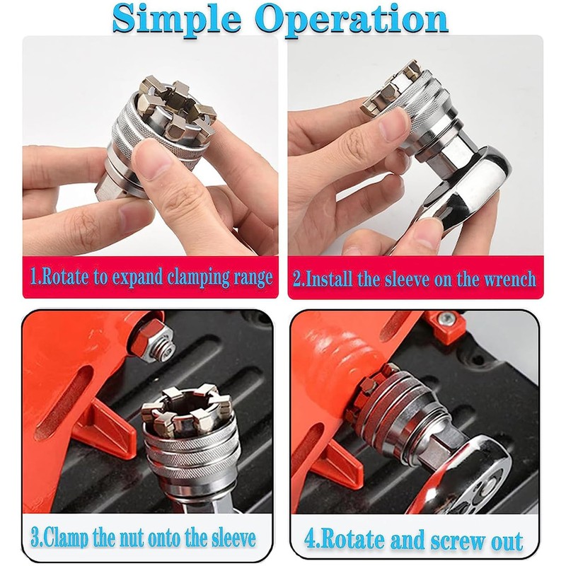 YUENTOEN Adjustable Universal Socket Wrench, Multi-functional Magic Sleeve Universal Maintenance