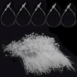 Tag Fasteners, Loop Lock, Spelling String, 1000 Pieces, 3.3 inches (8.5 cm), Transparent, Price Tags, Snaps, Lock Pins, Loop Pins, Plastic Binding Tools, Convenient for Tags, Tape, Commercial Use, Tag