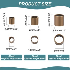 PH PandaHall 3000pcs Tube Crimp Beads 1.5mm 2mm 2.5mm Cord End Caps Brass Tube Crimp End Spacer Beads Loose Stopper Beads for Earring Bracelet Necklace Pendant DIY Jewelry Making, Antique Bronze