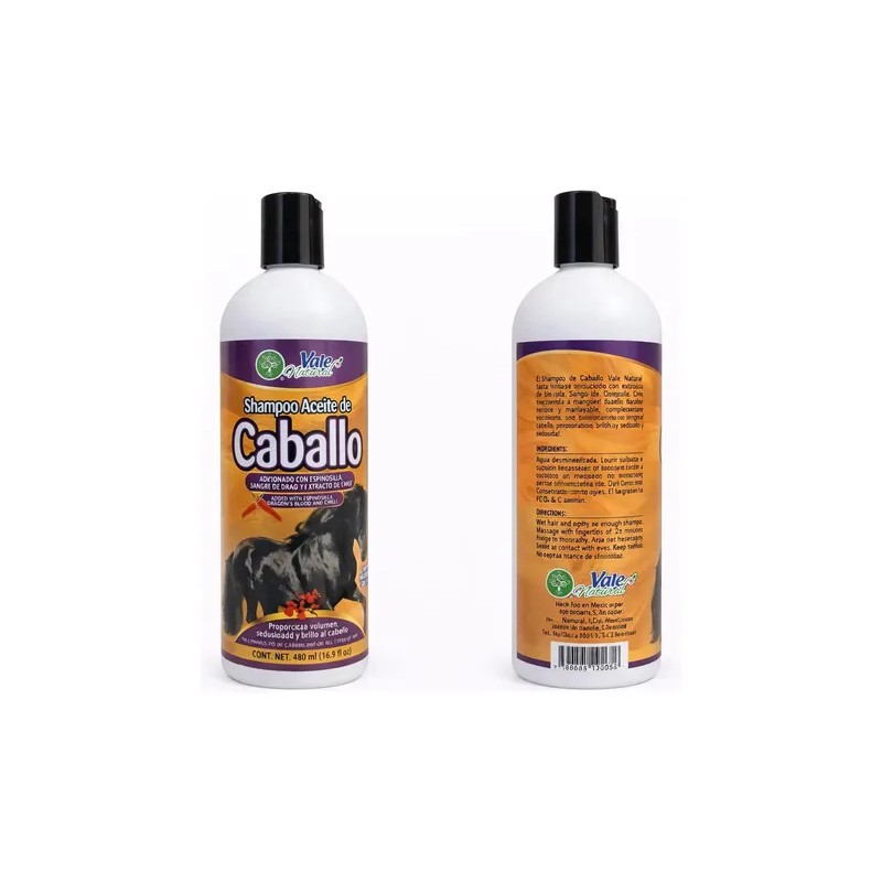 Shampoo Aceite De Caballo Vale Natural 480 Ml Cuidado Capila
