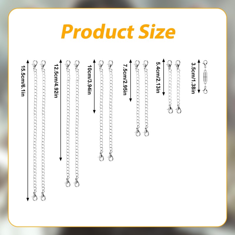 10pcs Necklace Extender Chains, 5 Sizes Bracelet Extender with Double