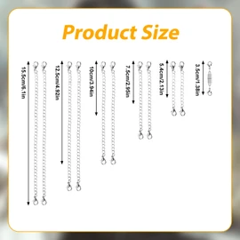 10pcs Necklace Extender Chains, 5 Sizes Bracelet Extender with Double Magnetic Lobster Clasp, Extension Chains Bracelet Jewelry Extenders for Women Jewelry Crafts Making(Silver)