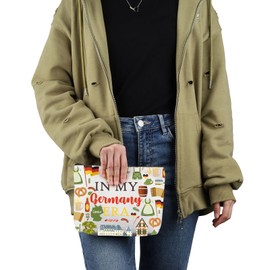 VAMSII Germany Travel Traveling Gift Germany Era Makeup Bag Germany Trip Vacation Cosmetic Bag Germany Souvenir Gift (Germany Era M)