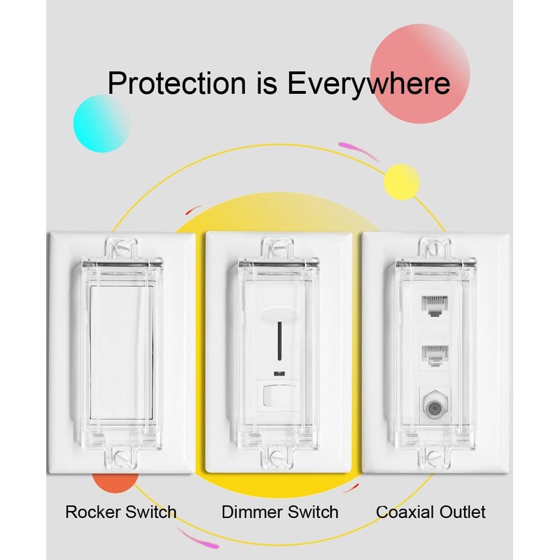 Light Switch Guard, ILIVABLE Child Proof Rocker Switch Plate Cover