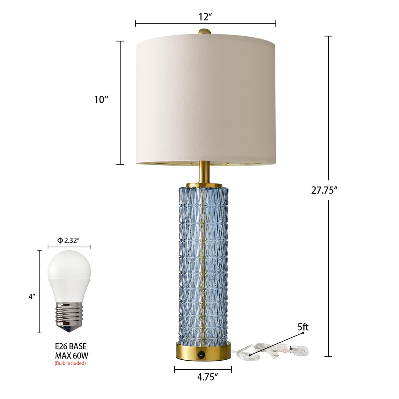 Oneach 27.75” Table Lamps Set of 2, Blue Modern Bedside