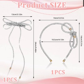 JJUNW Bow Hair Clips, Silver Hair headband, Crystal Bowknot Clips, Non-Slip Rhinestone hair accessories for Women Girls Sparkly Hair Tiara for Long Short Curly Straight Thick Thin Hair