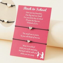 Back to School Bracelet Gifts First Day of School Bracelets Mother Daughter Matching Bracelets Love Knot Infinity Heart Wish Bracelets Friendship Jewelry (B:love heart)