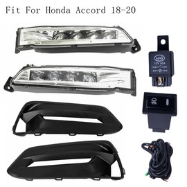 BestParts Pair Of Fog Lights Lamps LH RH Replacement For Honda Accord 2018-2020 with Cover + Switch + Wiring Kit Replaces ‎33950TVAA01 HO2592145 33900TVAA01 HO2593145 HO1038140 HO1039140