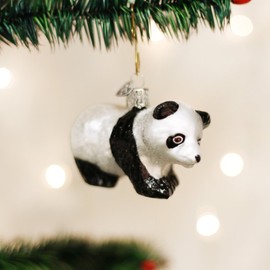 Old World Christmas Adornos de Vidrio soplado para árbol de Navidad Panda Cub