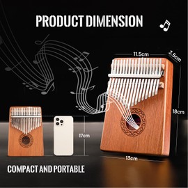 CAHAYA Kalimba 17 Keys Thumb Piano: Finger Marimba Instrument with 2 Thumb Picks for Music Lover, Model CY0338