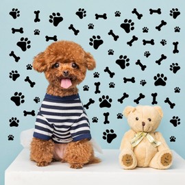 Set of 76 Dog Decor Stickers, Dog Paw Print Stickers, Dog Bone Stickers, Dog Room Decoration, Removable Vinyl, DIY Art, Animal Footprint Wall Mural for Nursery Bedroom