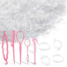 Clear Hair Loop, 250 Elastic Hair Tapes, Clear Hair Rings for Girls, Kids, Baby Hair (0.9 inch diameter)