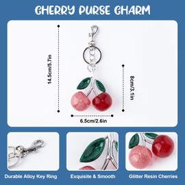 GTUDOR Cherry Bag Charm with Key Ring, Cherry Keychain Purse Charm for Handbags Cute Key Chains Accessories for Women (Red)
