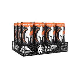 Gladiator Energy Drink, Sugar-Free, 12 Pack, Orange Pineapple, 12oz Cans, with Creatine, BCAA, and 250mg Caffeine