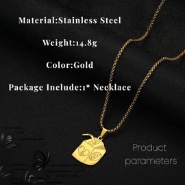 QKEOISUD Juice Box Pendant Necklace Stainless Steel Hip Hop Necklace for Women Men Funny Streetwear Necklace Lover Heart Juice Box Necklace for Lover Couple Jewelry Gift(Gold)