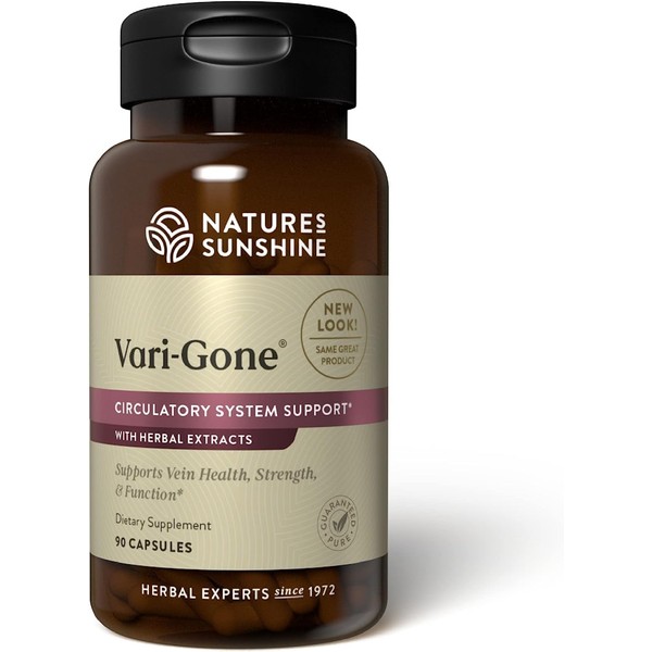 Nature's Sunshine Vari-Gone, 90 Capsules, Varicose Vein Supplements with 7 Powerful Herbs and Nutrients That Support Circulation for Vein Health, Strength, and Function