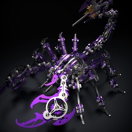 UpGLeuch 3D Metal Puzzles for Adults Scorpion Metal Model Kits, DIY Building Toy 3D Metal Scorpion Model with Tool, Stainless Steel Desktop Toy Gifts for Adults (Purple)