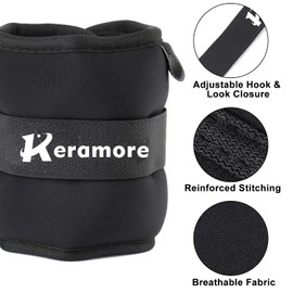 Ankle Weights (1 Pair), Wrist Arm Hand & Leg Weighted for Women Men Kids with Adjustable Strap for Exercise, Fitness, Walking, Jogging, Aerobics, Yoga, Physical Therapy - 6 LB Pair(3 lbs each), Black