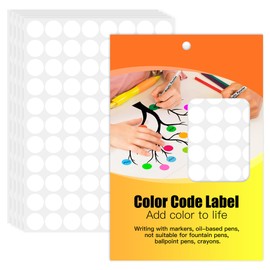1320PCS Color Coding Labels (15 Sheets) - 3/4 Inch White Round Labels Dot Stickers for Organization, File Folders, Inventory - Small Circle Dots