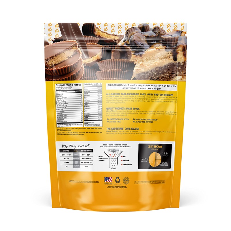 About Time Whey Protein Isolate Powder 24g Chocolate Peanut Butter,
