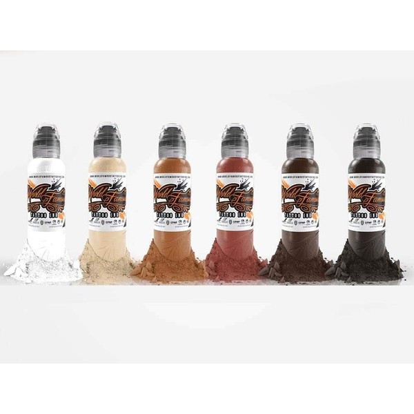 World Famous Portrait Set Tattoo Ink, Vegan and Professional Ink, Made in USA, Michele Turco Portrait Color (Set of 6), 1oz