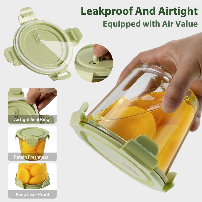 3Cup/23oz Glass Meal Prep Containers with Vented Lids Food Storage,
