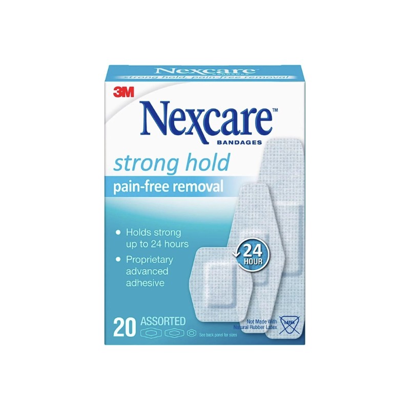 SM Nexcare Strong Hold Pain Free Removal Bandages, Assorted, 20ct