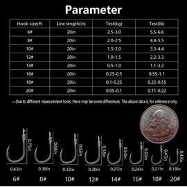 Dyxssm Small Fishing Hooks with Line, Tiny Fishing Hook on Nylon Line (Pack of 20) (6#)